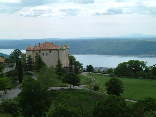 Beautiful Provencal 'chateau' at Aiguines on the edge of Lac St Croix in the Gorges du Verdon